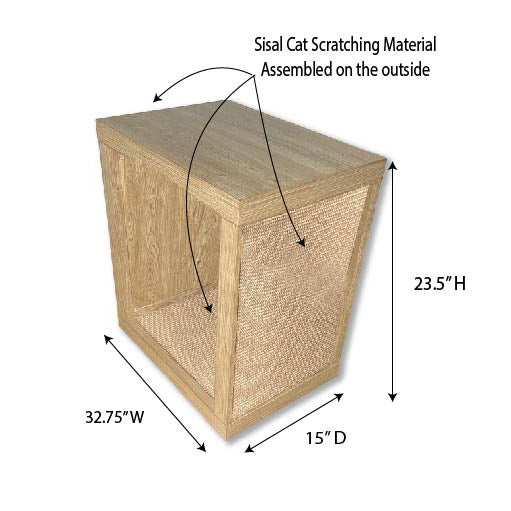 cat scratcher end table with sisal panel dimensions from the side