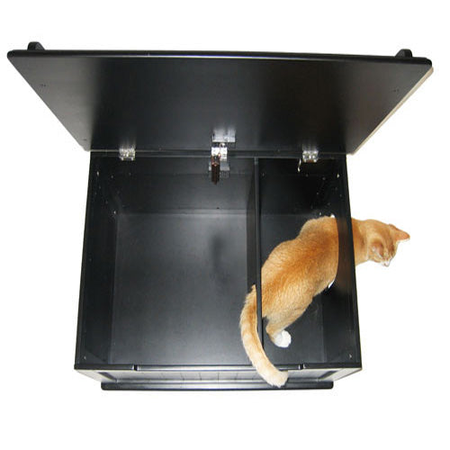 Interior panel keeps litter contained litter box storage chest