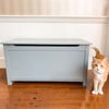 orange cat and hidden litter box furniture chest 